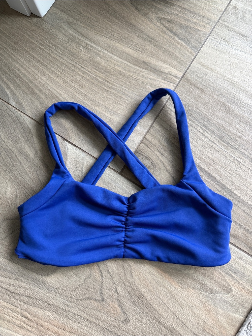 Tiger Friday adult xs Royal Blue/purple Ruched Crossback athletic Top - Women